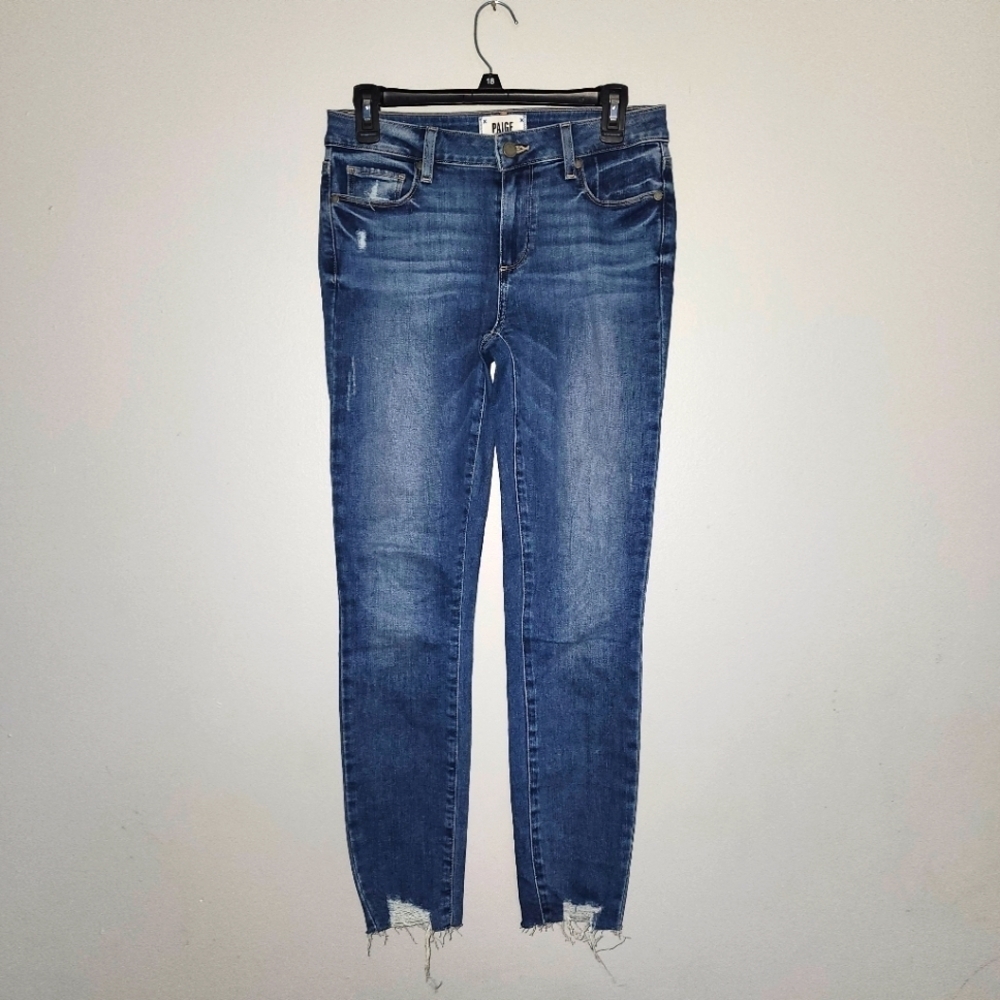 Paige women's verdugo ankle distressed skinny jeans size 27 blue